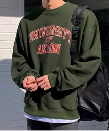 【NOWLE】UNIVERSITY OF AKRON カレッジロゴ アーチプリント クルーネック スウェット