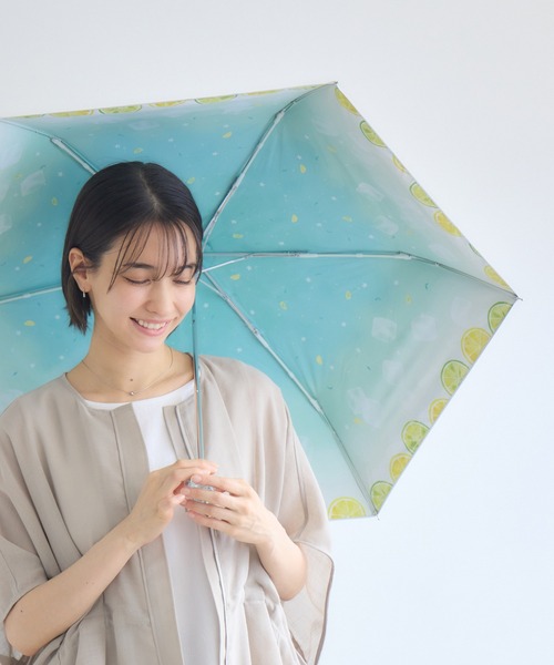 KATHARINE ROSS（キャサリンロス）の「【KATHARINE ROSS】nifty colors 【遮蔽率・遮光率100％】完全遮光 2サイドペンギン・シマエナガ・レモン　折りたたみ　晴雨兼用日傘（折りたたみ傘・レディース・ラベンダー/オフホワイト/ブルー・MEDIUM）」の2枚目の写真