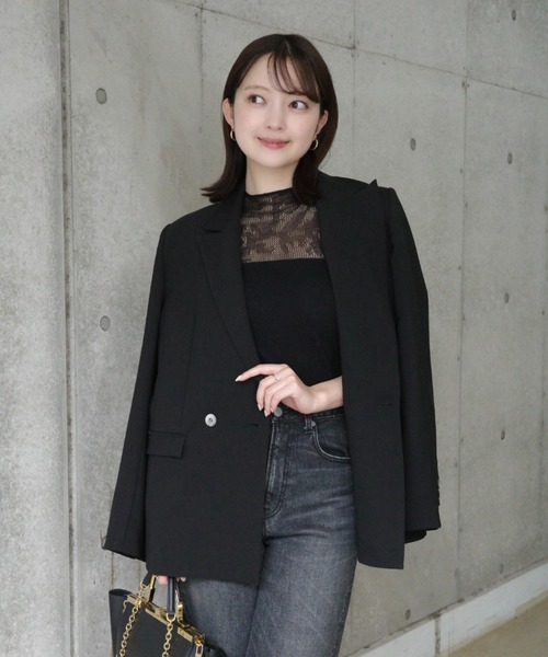 anuans（アニュアンス）の「ベーシックテーラードジャケット（テーラードジャケット・レディース・ミント/グレー/ホワイト系その他/ブラック・SMALL/MEDIUM）」の2枚目の写真