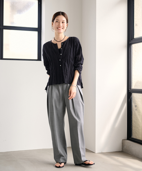 FRAMeWORK（フレームワーク）の「≪追加≫サマーウールコクーンパンツ（スラックス・レディース・グレー/ブラック・40/38/36）」の9枚目の写真