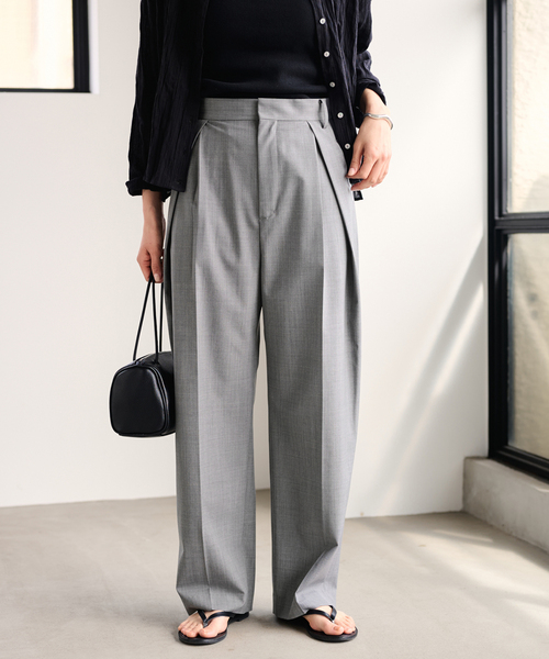 FRAMeWORK（フレームワーク）の「≪追加≫サマーウールコクーンパンツ（スラックス・レディース・グレー/ブラック・40/38/36）」の12枚目の写真