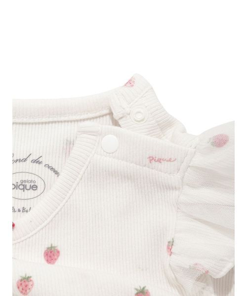 gelato pique(ジェラートピケ)の「【ラッピング済み】【BABY】ストロベリー柄チュールロンパース&スタイSET(ベビーギフト・キッズ・オフホワイト・70/80)」の15枚目の写真
