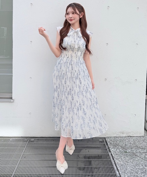 正規品♡ロブション♡スノーワンポイントワンピース リボンタイフラワーワンピース（ワンピース）｜NOMAE（ノーマエ）の