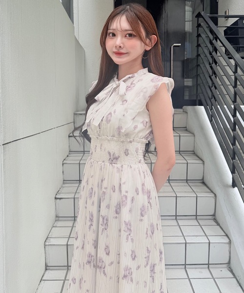 リボンタイフラワーワンピース NOMAE ピンク NOMAE（ノーマエ）の「リボンタイフラワーワンピース（ワンピース