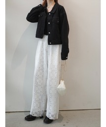 amel | パネルレース ワイドパンツ ｜ ホワイト(その他パンツ)