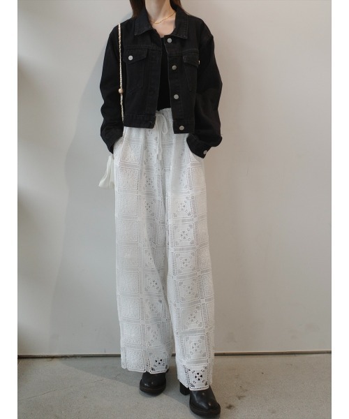 amel（エイメル）の「パネルレース ワイドパンツ ｜ ホワイト（その他パンツ・レディース・ホワイト・FREE）」の3枚目の写真