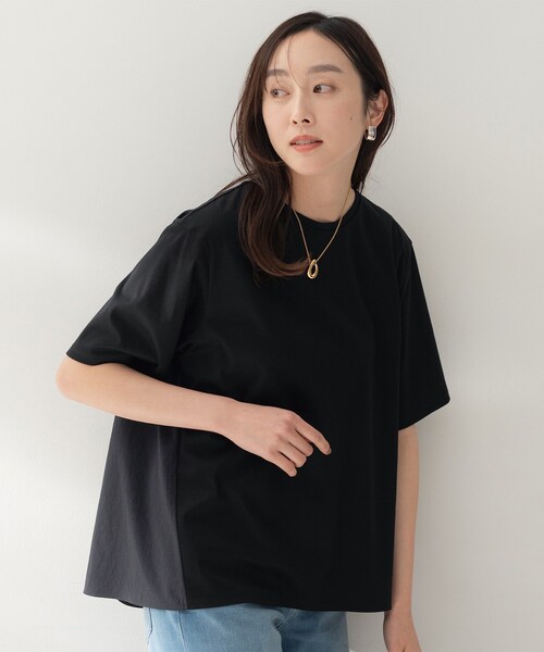 UNTITLED（アンタイトル）の「【洗える/Tシャツ】異素材ドッキングプルオーバー（Tシャツ/カットソー・レディース・オフホワイト/ブラック/サックスブルー・00/02/04/44/48/50）」の11枚目の写真
