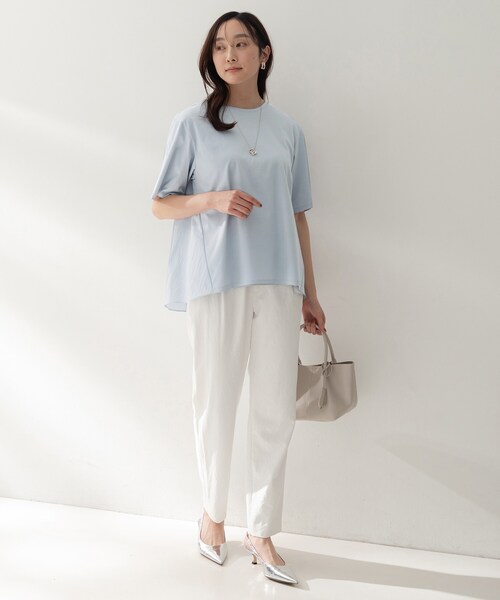 UNTITLED（アンタイトル）の「【洗える/Tシャツ】異素材ドッキングプルオーバー（Tシャツ/カットソー・レディース・オフホワイト/ブラック/サックスブルー・00/02/04/44/48/50）」の17枚目の写真