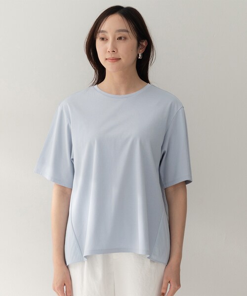 UNTITLED（アンタイトル）の「【洗える/Tシャツ】異素材ドッキングプルオーバー（Tシャツ/カットソー・レディース・オフホワイト/ブラック/サックスブルー・00/02/04/44/48/50）」の19枚目の写真