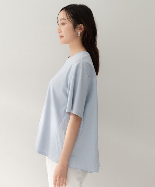 UNTITLED（アンタイトル）の「【洗える/Tシャツ】異素材ドッキングプルオーバー（Tシャツ/カットソー・レディース・オフホワイト/ブラック/サックスブルー・00/02/04/44/48/50）」の20枚目の写真