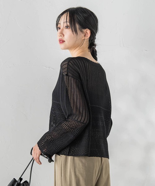 Droite lautreamont（ドロワットロートレアモン）の「レース柄ニット（ニット/セーター・レディース・ピンク/ブラック/オフホワイト・M）」の14枚目の写真