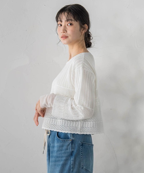Droite lautreamont（ドロワットロートレアモン）の「レース柄ニット（ニット/セーター・レディース・ピンク/ブラック/オフホワイト・M）」の4枚目の写真