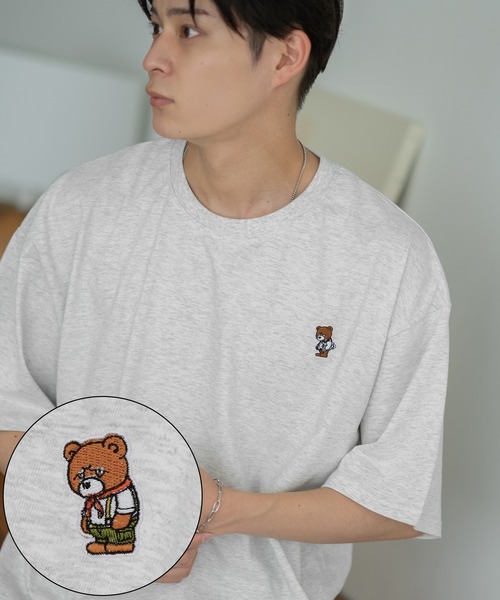 En serio TOKYO(エンソリオトーキョー)の「【SIDEWAYSTANCE】刺繍スケボーダウナーベア半袖Tシャツ SIDE24-055(Tシャツ/カットソー・メンズ・アッシュ/ブラック/カーキ/ホワイト・SMALL/MEDIUM/LARGE/X-LARGE)」の3枚目の写真