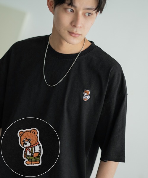 En serio TOKYO(エンソリオトーキョー)の「【SIDEWAYSTANCE】刺繍スケボーダウナーベア半袖Tシャツ SIDE24-055(Tシャツ/カットソー・メンズ・アッシュ/ブラック/カーキ/ホワイト・SMALL/MEDIUM/LARGE/X-LARGE)」の1枚目の写真
