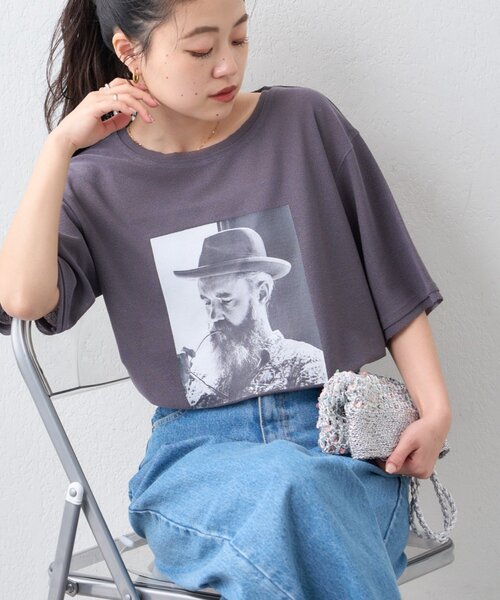CIAOPANIC TYPY（チャオパニックティピー）の「【さらっと快適/ドライタッチ】アソートフォトプリント半袖Tee（Tシャツ/カットソー・レディース・ホワイト/チャコールグレー/グレー/アイボリー・ONE SIZE）」の4枚目の写真