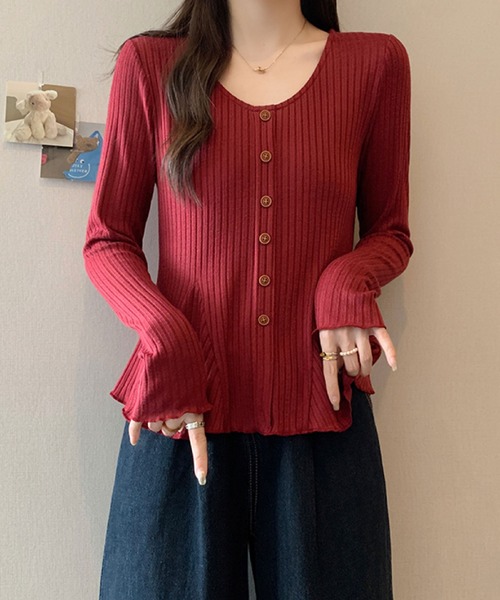 2ly2（トゥーリートゥー）の「ペプラムシルエット リブトップス（Tシャツ/カットソー・レディース・ボルドー/ホワイト/パープル/ブラック・FREE）」の22枚目の写真