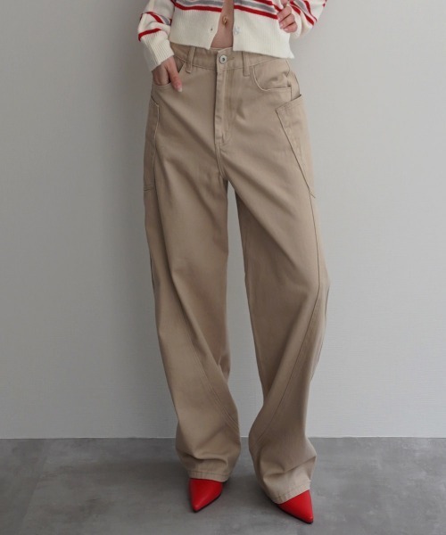 Rashik(ラシク)の「【Rashik】カーブシームバレルパンツ(デニムパンツ・レディース・ブルー/ベージュ/ホワイト・M/S)」の3枚目の写真