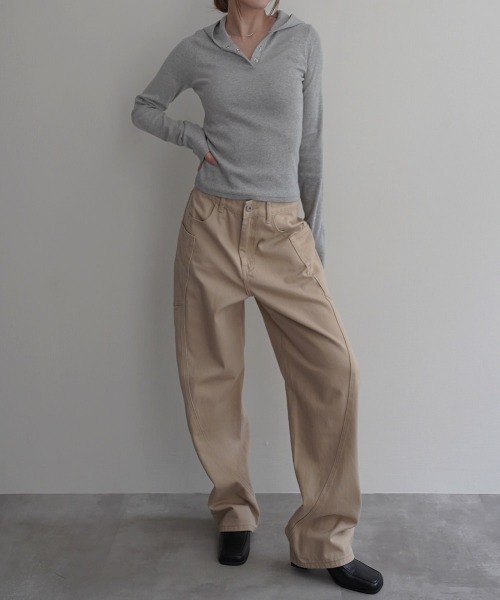 Rashik(ラシク)の「【Rashik】カーブシームバレルパンツ(デニムパンツ・レディース・ブルー/ベージュ/ホワイト・M/S)」の21枚目の写真