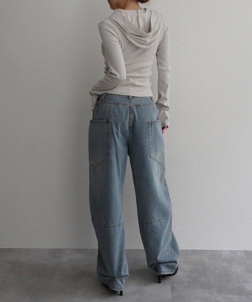 Rashik(ラシク)の「【Rashik】カーブシームバレルパンツ(デニムパンツ・レディース・ブルー/ベージュ/ホワイト・M/S)」の10枚目の写真
