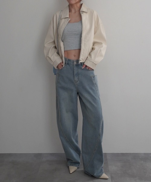 Rashik(ラシク)の「【Rashik】カーブシームバレルパンツ(デニムパンツ・レディース・ブルー/ベージュ/ホワイト・M/S)」の11枚目の写真