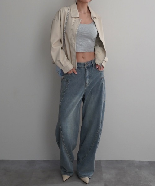 Rashik(ラシク)の「【Rashik】カーブシームバレルパンツ(デニムパンツ・レディース・ブルー/ベージュ/ホワイト・M/S)」の12枚目の写真