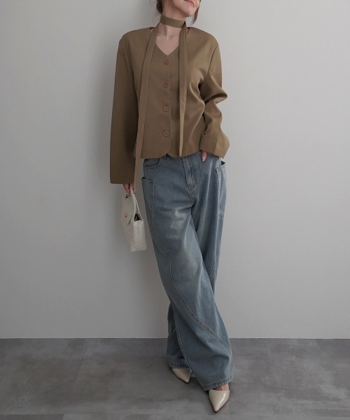 Rashik(ラシク)の「【Rashik】カーブシームバレルパンツ(デニムパンツ・レディース・ブルー/ベージュ/ホワイト・M/S)」の13枚目の写真