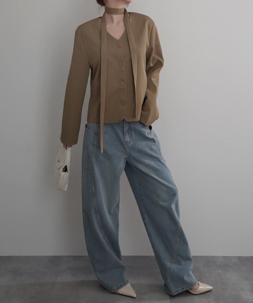 Rashik(ラシク)の「【Rashik】カーブシームバレルパンツ(デニムパンツ・レディース・ブルー/ベージュ/ホワイト・M/S)」の15枚目の写真