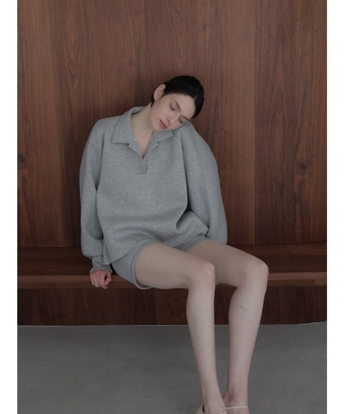 celon(セロン)の「soft minimal sweat shorts(スウェットパンツ・レディース・グレー/アイボリー・FREE)」の4枚目の写真
