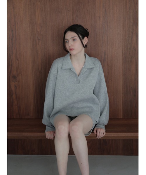 celon(セロン)の「soft minimal sweat shorts(スウェットパンツ・レディース・グレー/アイボリー・FREE)」の5枚目の写真