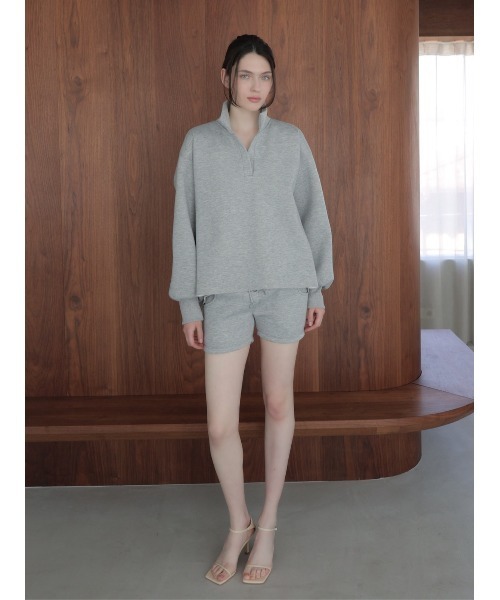celon(セロン)の「soft minimal sweat shorts(スウェットパンツ・レディース・グレー/アイボリー・FREE)」の3枚目の写真