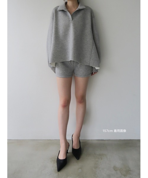 celon(セロン)の「soft minimal sweat shorts(スウェットパンツ・レディース・グレー/アイボリー・FREE)」の10枚目の写真