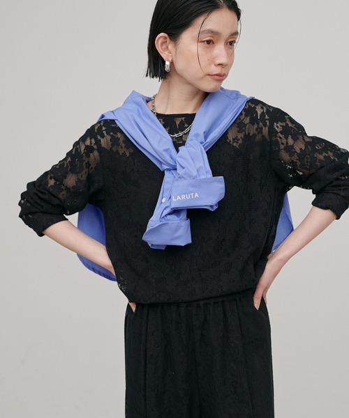 LARUTA(ラルータ)の「【LARUTA】フラワーエンブロイダリーブラウス(シャツ/ブラウス・レディース・オフホワイト/ブラック・MEDIUM)」の16枚目の写真
