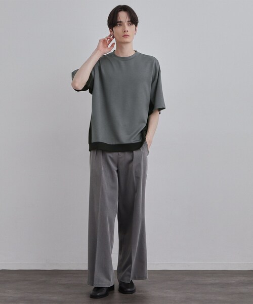 tk.TAKEO KIKUCHI(ティーケータケオキクチ)の「サイド切り替えカットソー(Tシャツ/カットソー・メンズ・チャコールグレー/ブルーグリーン/ホワイト・02/03)」の11枚目の写真
