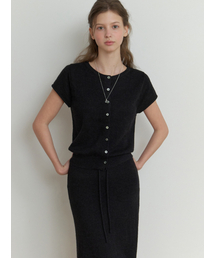 Two-piece half cardigan (black)