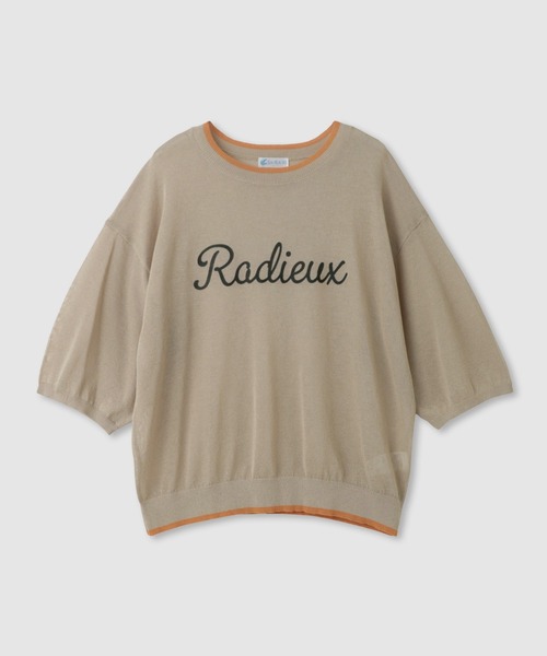 NAVY(ネイビー)の「【SARARI /サラリ】ロゴプリント 配色ライン シアーニットプルオーバー(ニット/セーター・レディース・グレイッシュベージュ/グレー/ホワイト・L/M)」の16枚目の写真