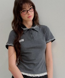 SunsetPark（サンセットパーク）の「ポロシャツ パンチングレース フェイクレイヤードトップス SP26s008【SunsetPark】【2026SS】（ポロシャツ）」