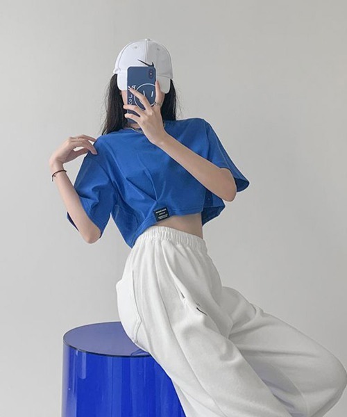 SallyLunn(サリーラン)の「コンパクトクロップドTシャツ(Tシャツ/カットソー・レディース・ライトブルー/ホワイト/ブルー/ブラック/グレー・FREE)」の15枚目の写真