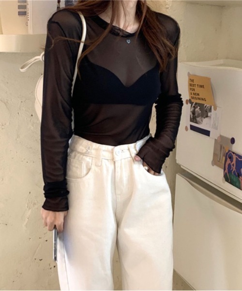 SHEENA(シーナ)の「【6色展開】クルーネックシアートップス(Tシャツ/カットソー・レディース・ライトブルー/ブラック/ホワイト/ライトパープル/ライトグリーン/ピンク・M)」の8枚目の写真