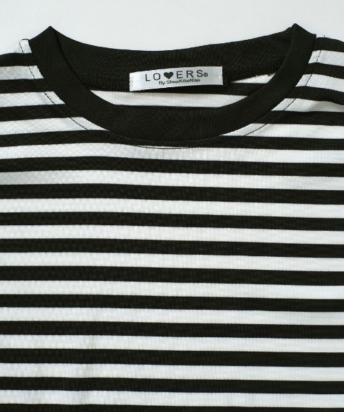 shopnikoniko(ショップニコニコ)の「ボーダー Tシャツ 半袖 韓国 赤 黒 スリムフィット ボーダーT(Tシャツ/カットソー・レディース・レッド/ブラック・フリー)」の8枚目の写真