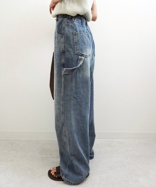 gossara(ゴサラ)の「【脚長見え】10OZペインターパンツ(デニムパンツ・レディース・ブルー/アイボリー・SMALL/MEDIUM)」の4枚目の写真