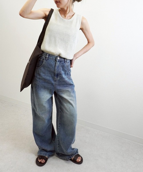 gossara(ゴサラ)の「【脚長見え】10OZペインターパンツ(デニムパンツ・レディース・ブルー/アイボリー・SMALL/MEDIUM)」の7枚目の写真