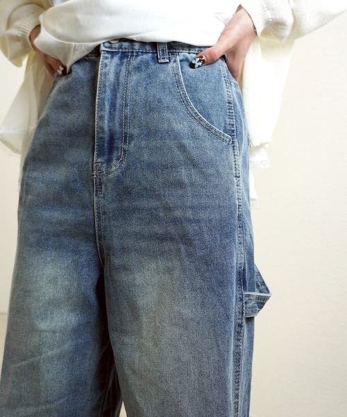 gossara(ゴサラ)の「【脚長見え】10OZペインターパンツ(デニムパンツ・レディース・ブルー/アイボリー・SMALL/MEDIUM)」の8枚目の写真