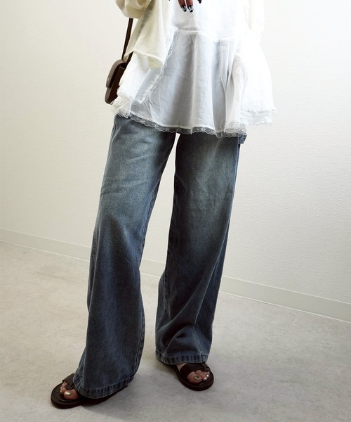 gossara(ゴサラ)の「【脚長見え】10OZペインターパンツ(デニムパンツ・レディース・ブルー/アイボリー・SMALL/MEDIUM)」の10枚目の写真