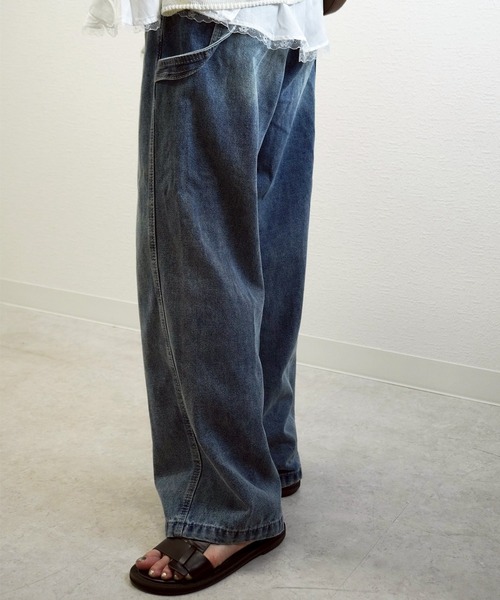 gossara(ゴサラ)の「【脚長見え】10OZペインターパンツ(デニムパンツ・レディース・ブルー/アイボリー・SMALL/MEDIUM)」の11枚目の写真