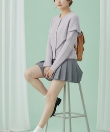 D TECH CREATIVE（ディーテッククリエイティブ）の「【韓国モード/デタッチャブルカラー/多才なレイヤード】2wayビッグカラー 凹凸編みカーディガン（アンサンブル）」