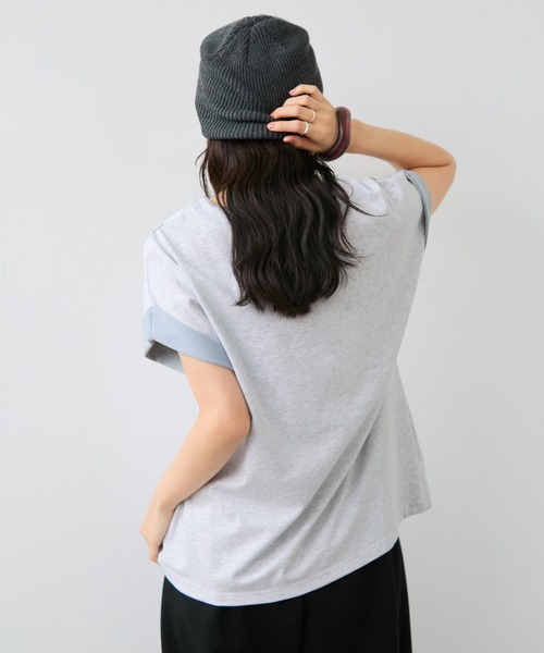 VIS(ビス)の「【WEB限定】天竺袖配色Tシャツ(Tシャツ/カットソー・レディース・ブラック/オフホワイト/ライトグレー・FREE)」の22枚目の写真