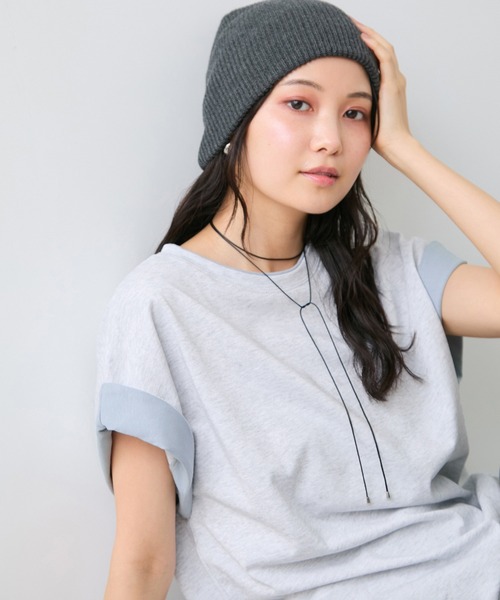 VIS(ビス)の「【WEB限定】天竺袖配色Tシャツ(Tシャツ/カットソー・レディース・ブラック/オフホワイト/ライトグレー・FREE)」の19枚目の写真
