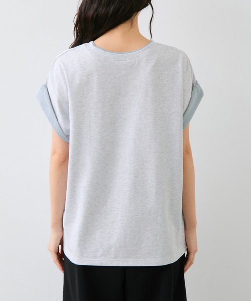 VIS(ビス)の「【WEB限定】天竺袖配色Tシャツ(Tシャツ/カットソー・レディース・ブラック/オフホワイト/ライトグレー・FREE)」の8枚目の写真
