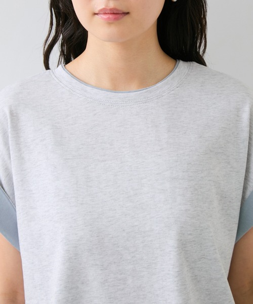 VIS(ビス)の「【WEB限定】天竺袖配色Tシャツ(Tシャツ/カットソー・レディース・ブラック/オフホワイト/ライトグレー・FREE)」の9枚目の写真