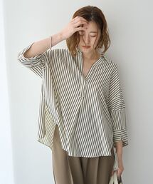 バルーン袖スキッパーシャツ